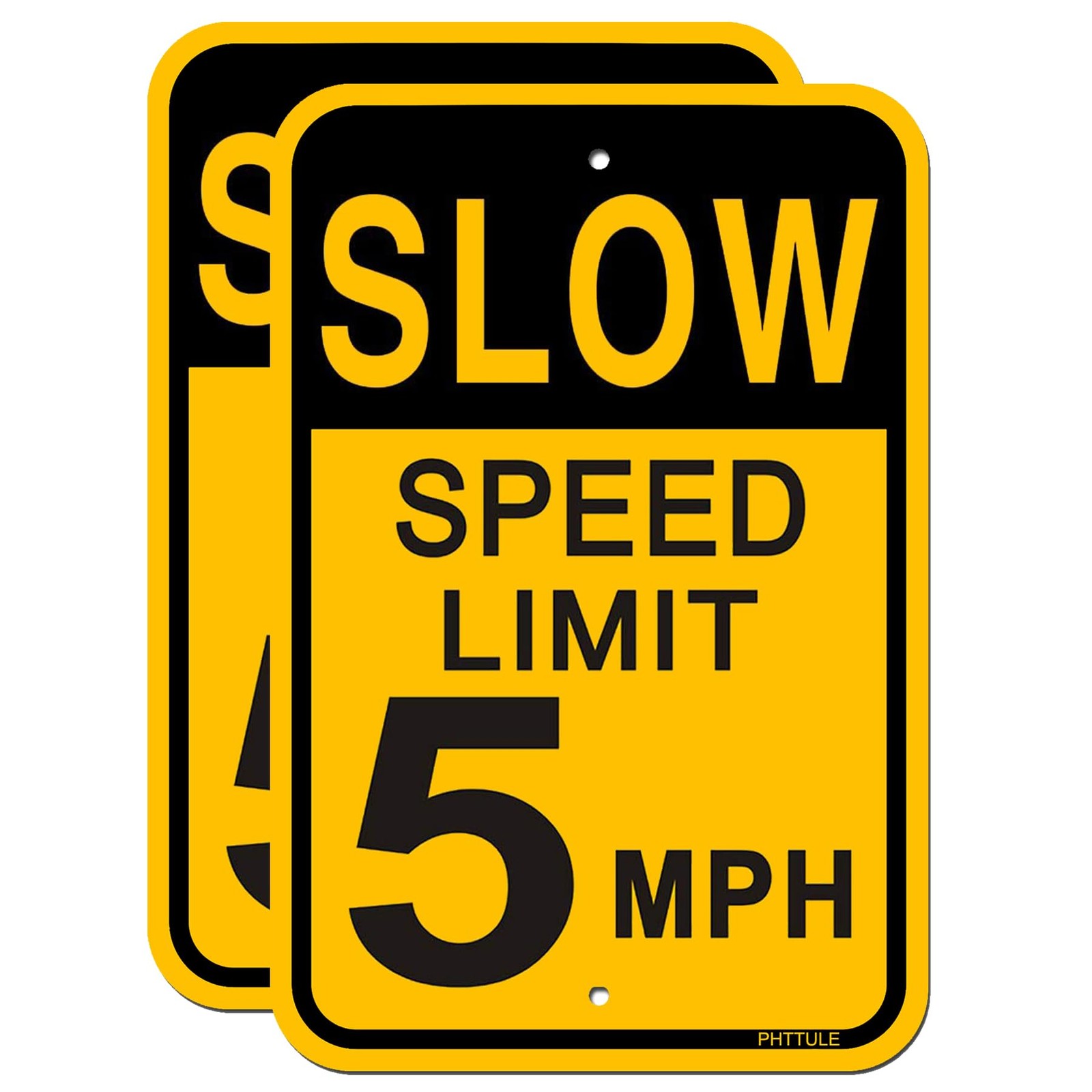 Slow Down Speed Limit 5 MPH Sign (2 Pack) Metal Speed Alert Signs for Street …