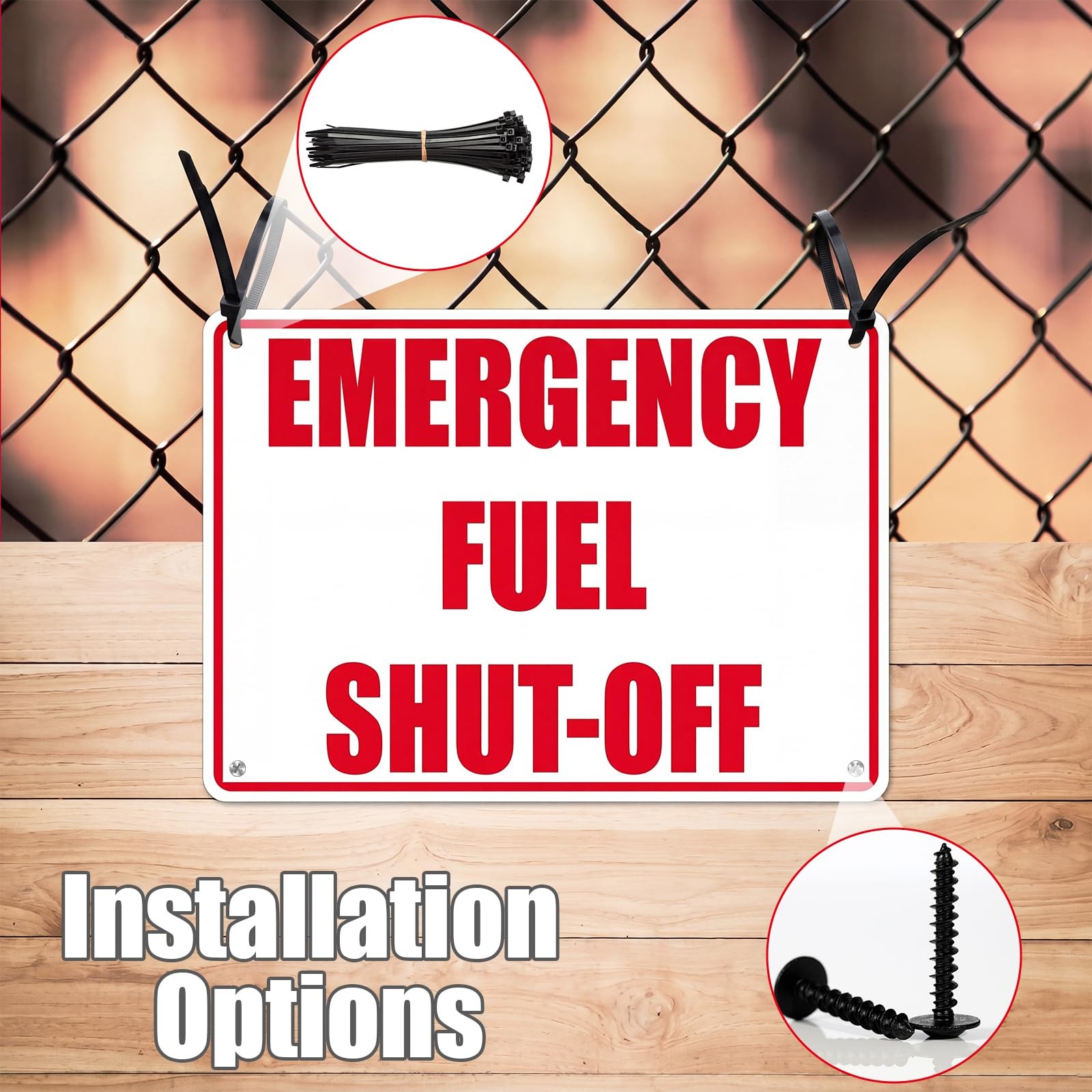 2 Pack Fuel Shut-Off Sign, 10 x 7 Inches Aluminum Fuel Shut-Off Sign Weatherp…