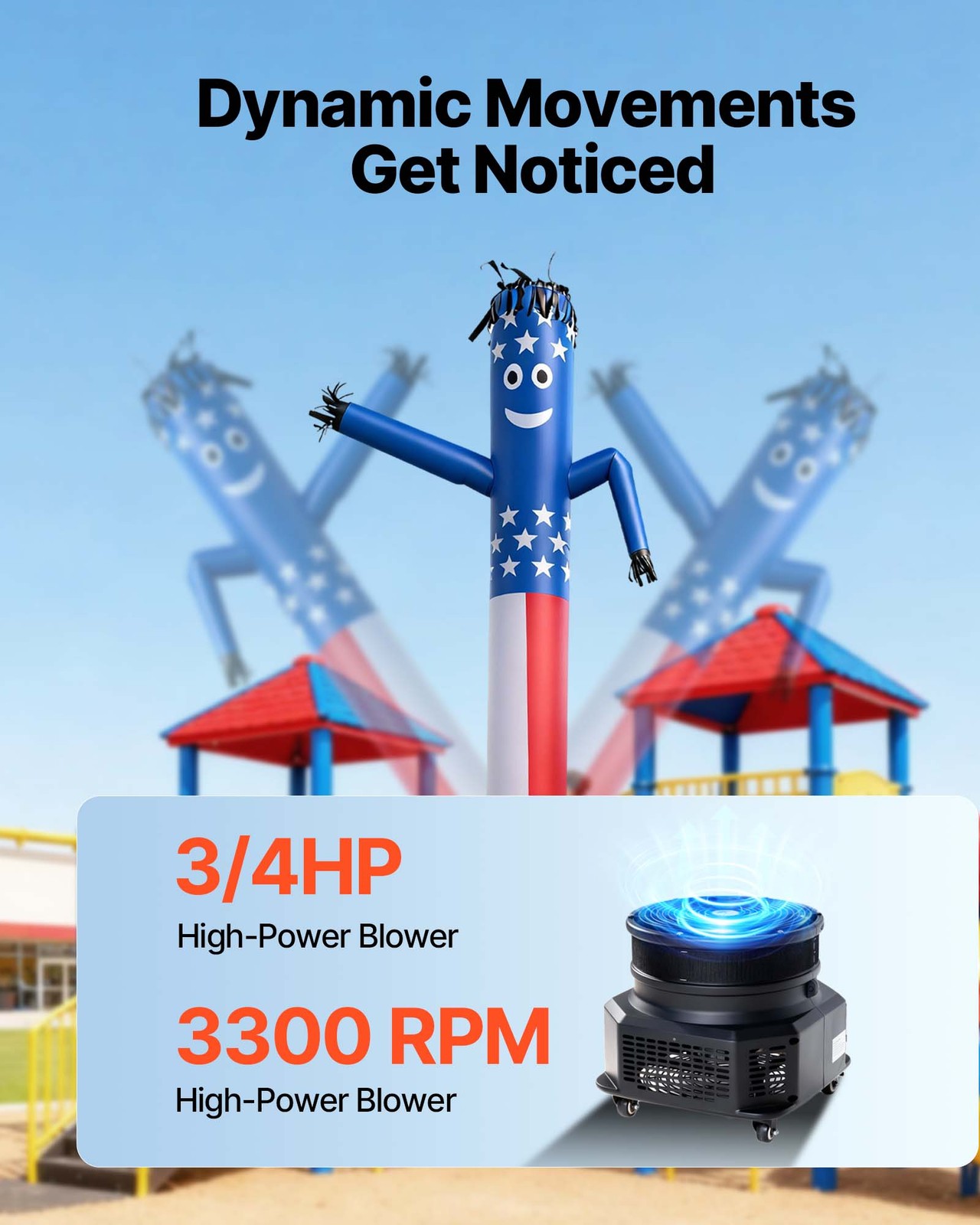 VEVOR Inflatable Tube Man with Blower Fan 3/4 HP 10 ft Wacky Waving Dancing Man