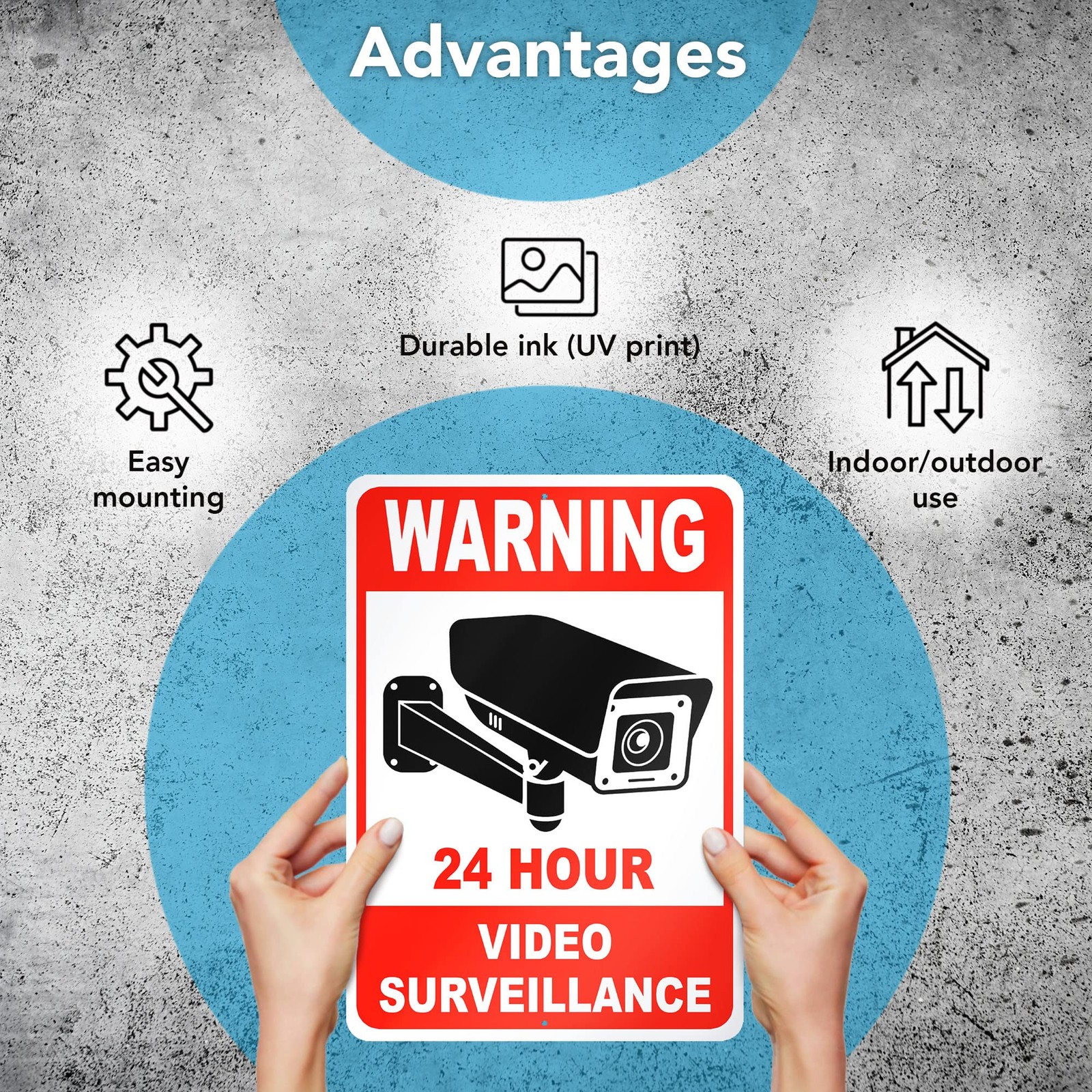 2 PC Video Surveillance Sign – 10×7 Aluminum Smile Your on Camera Signs – 24