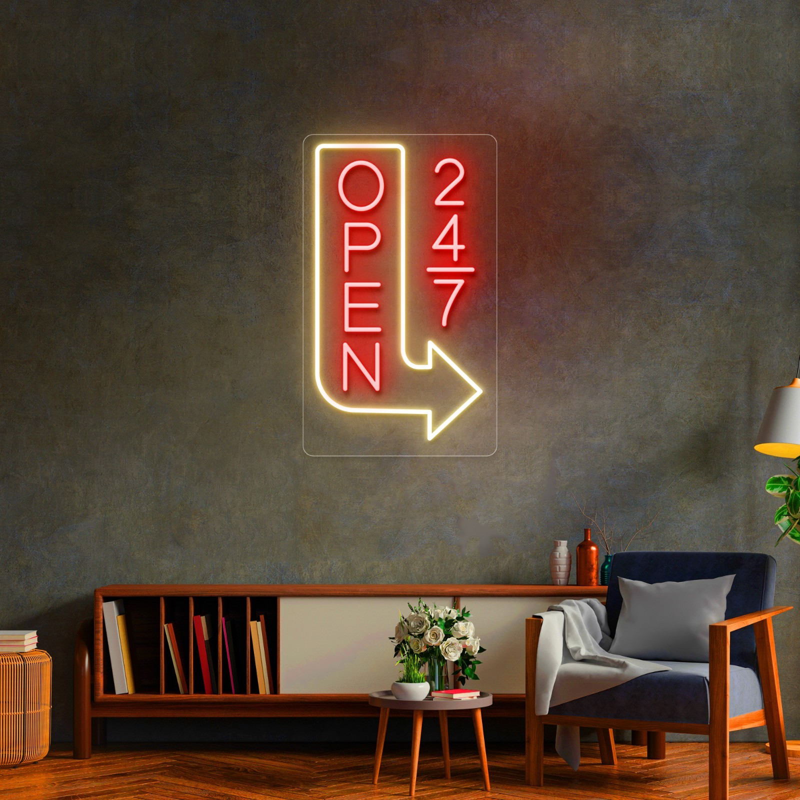 Neon Outdoor Open 24/7 Sign, Waterproof 24hrs LED Neon for Businesses
