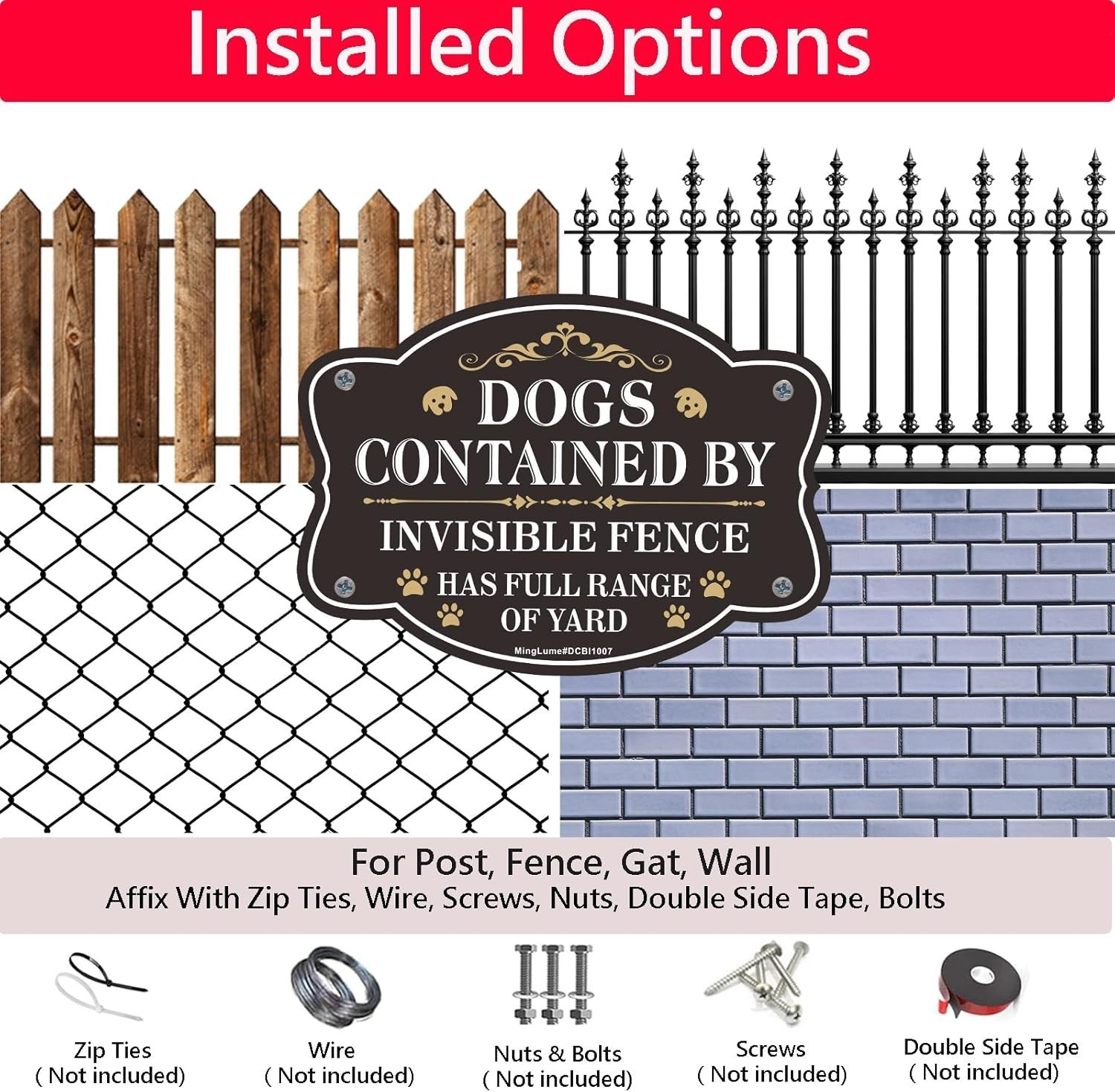 Dogs Contained by Invisible Fence Signs – 2-Pack 10×7 Durable Warning Signs