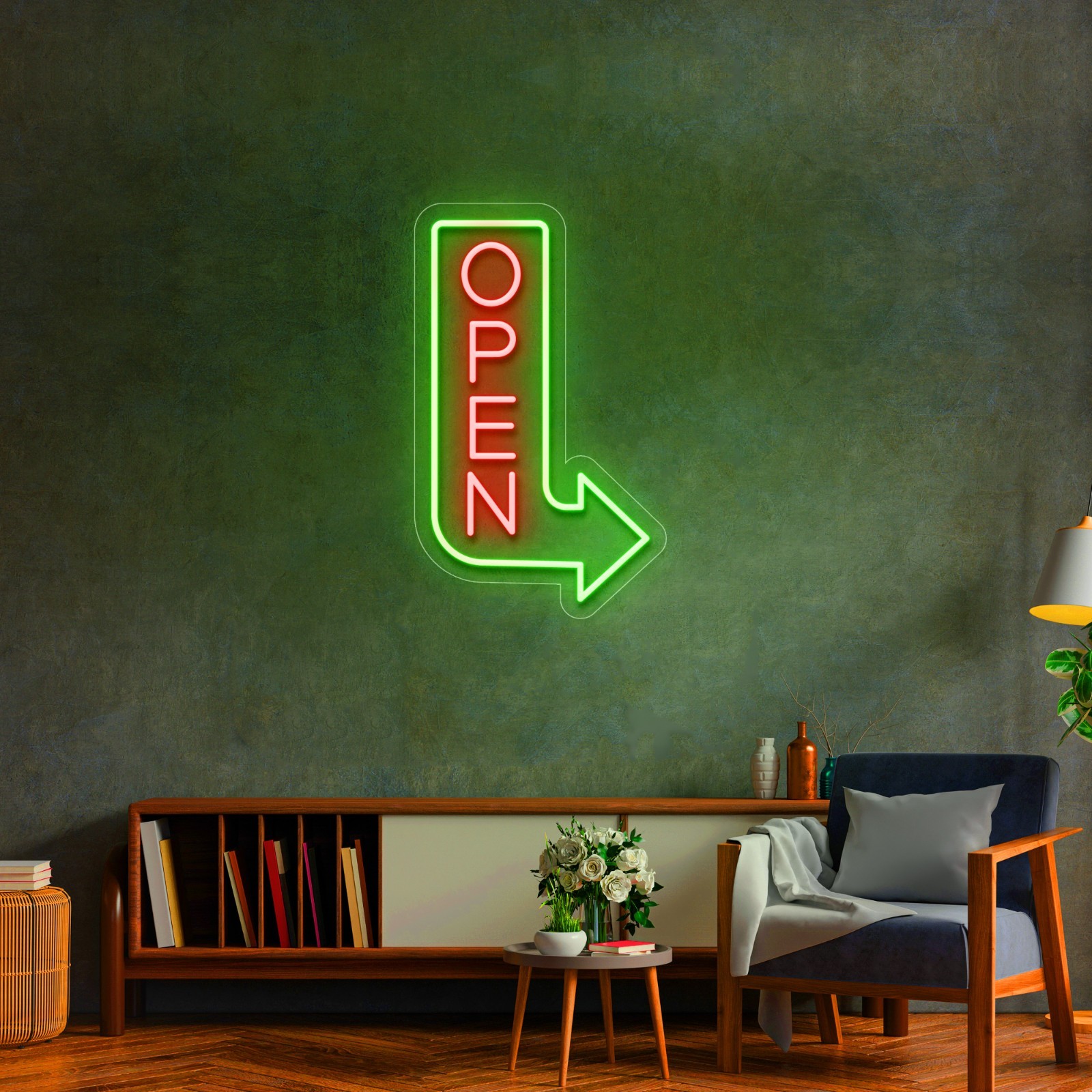Waterproof Neon Open Bar Arrow Sign for Outdoors: Vertical LED Neon for Business