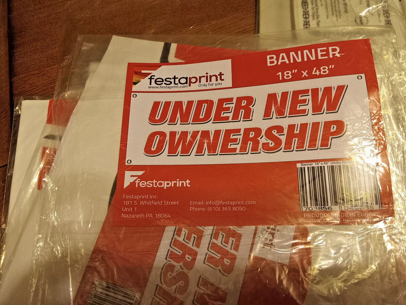 “UNDER NEW OWNERSHIP” Vinyl Banner – WINDOW HANGING SIGN FESTAPRINT 18″X48″