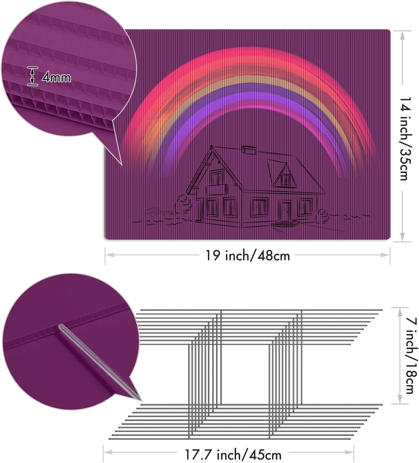 10-Pack Purple Yard Signs with Stakes, 19 x 14 Inches, Reusable Plastic