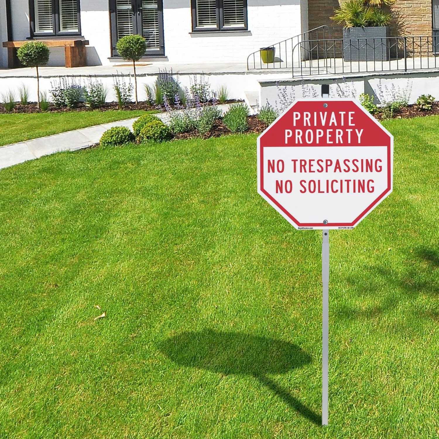 Private Property No Trespassing N Octagon Sign With Stake Weather Resistant