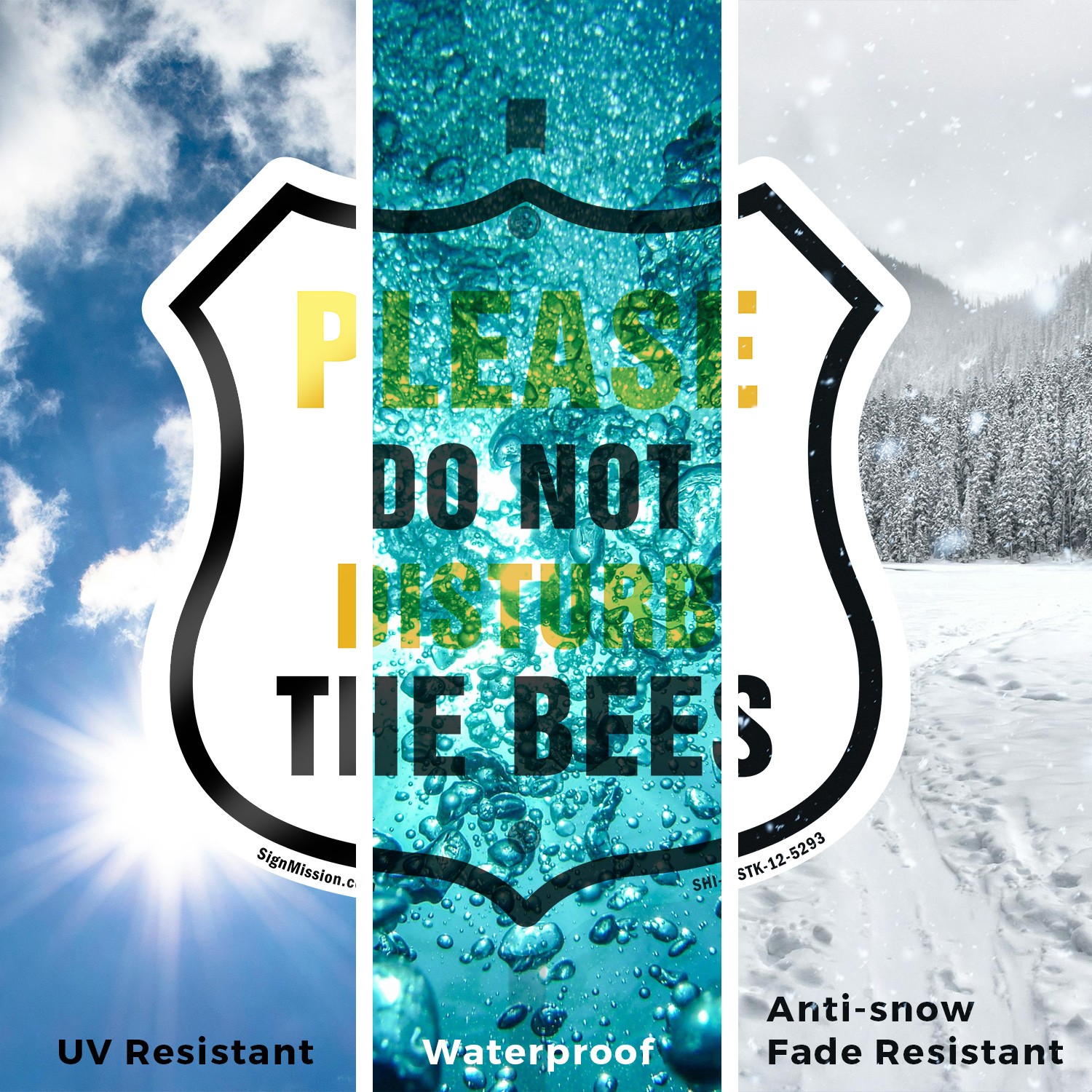 Please Do Not Disturb The Bees Shield Shaped Sign With Stake Weather Resistant