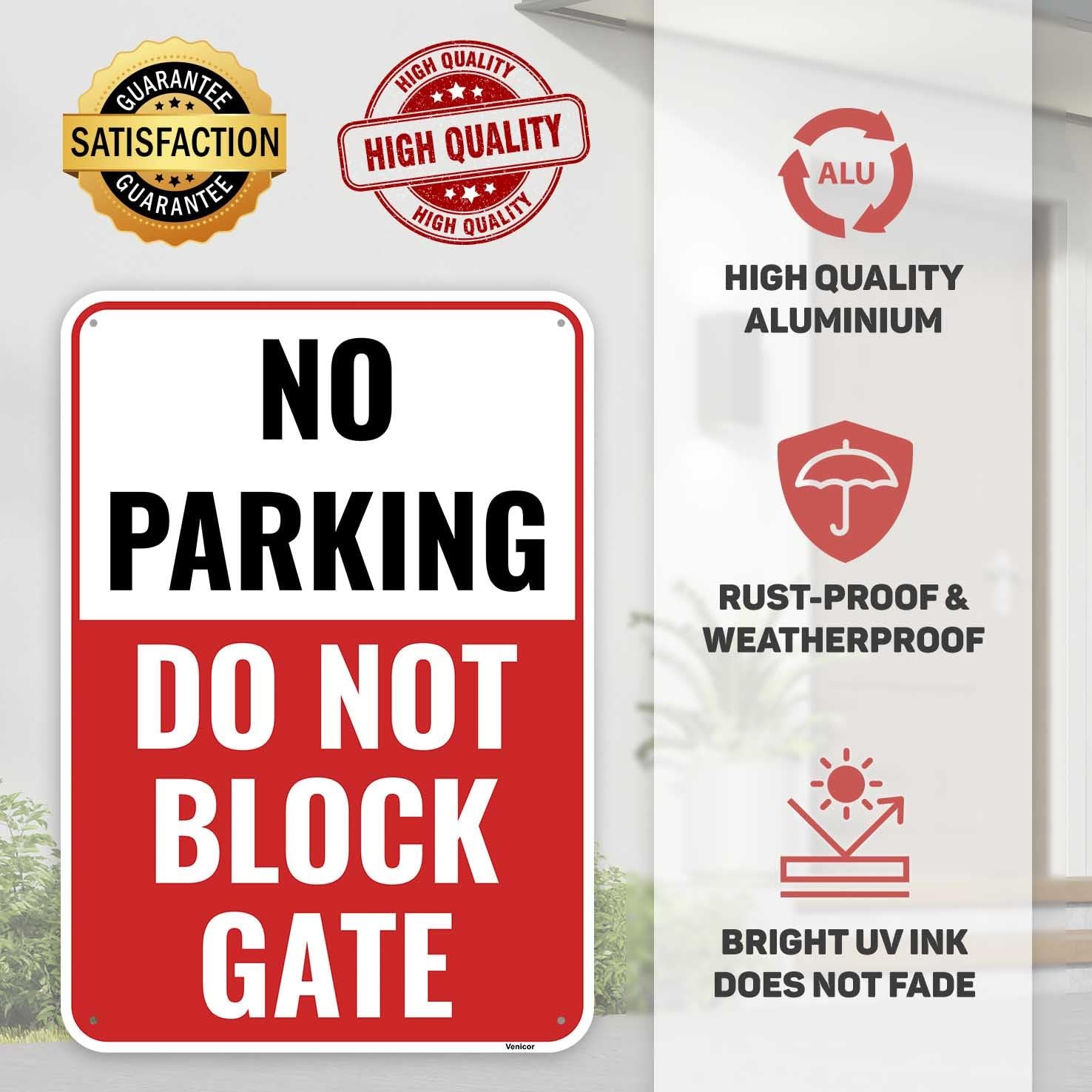 1PC No Parking Do Not Block Gate Sign, 10 x 7 Inches Aluminum