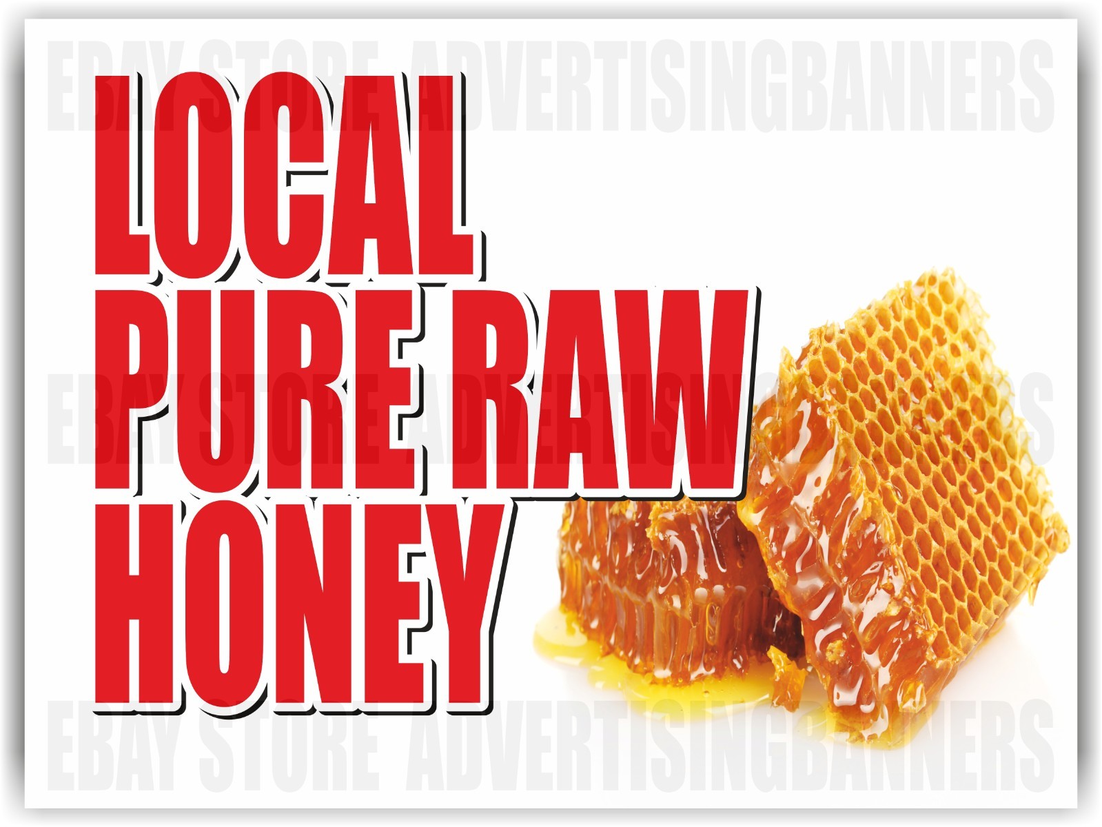 LOCAL PURE RAW HONEY Yard Sign with H-Stakes honeycomb bees homemade SOLD HERE