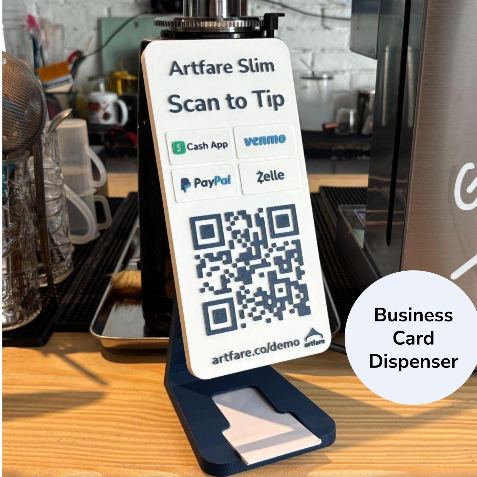 QR Code Payment Sign with Business Card Dispenser – Artfare Slim