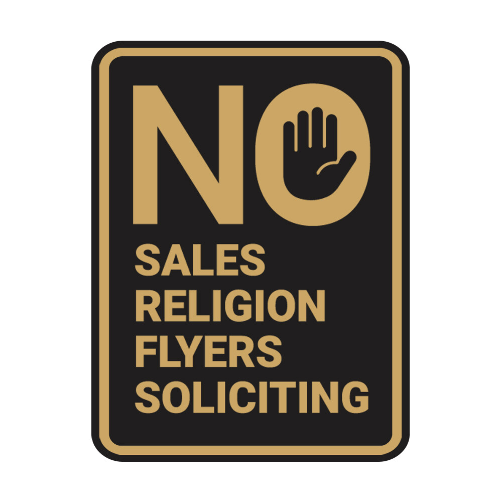 Portrait Round No Sales, No Religion, No Flyers, No Soliciting Wall or Door Sign