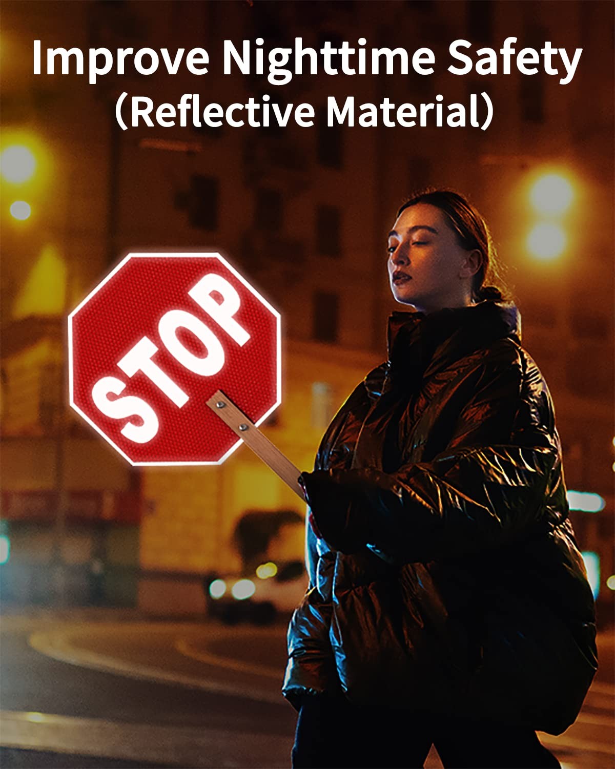 Stop Slow Sign, Double Sided Street Slow Warning Reflective Signs, 13×13 inch