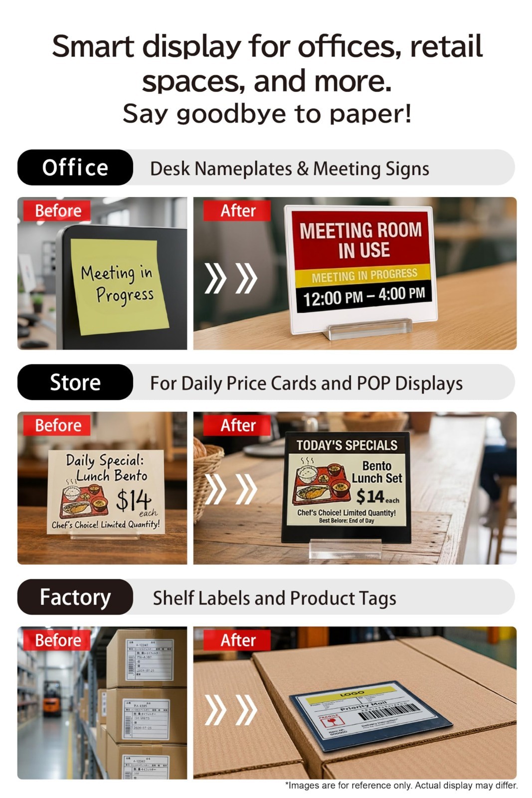 Santek EZ Sign NFC E-Paper Display, No Battery & 4-Color Rewritable Display IP65