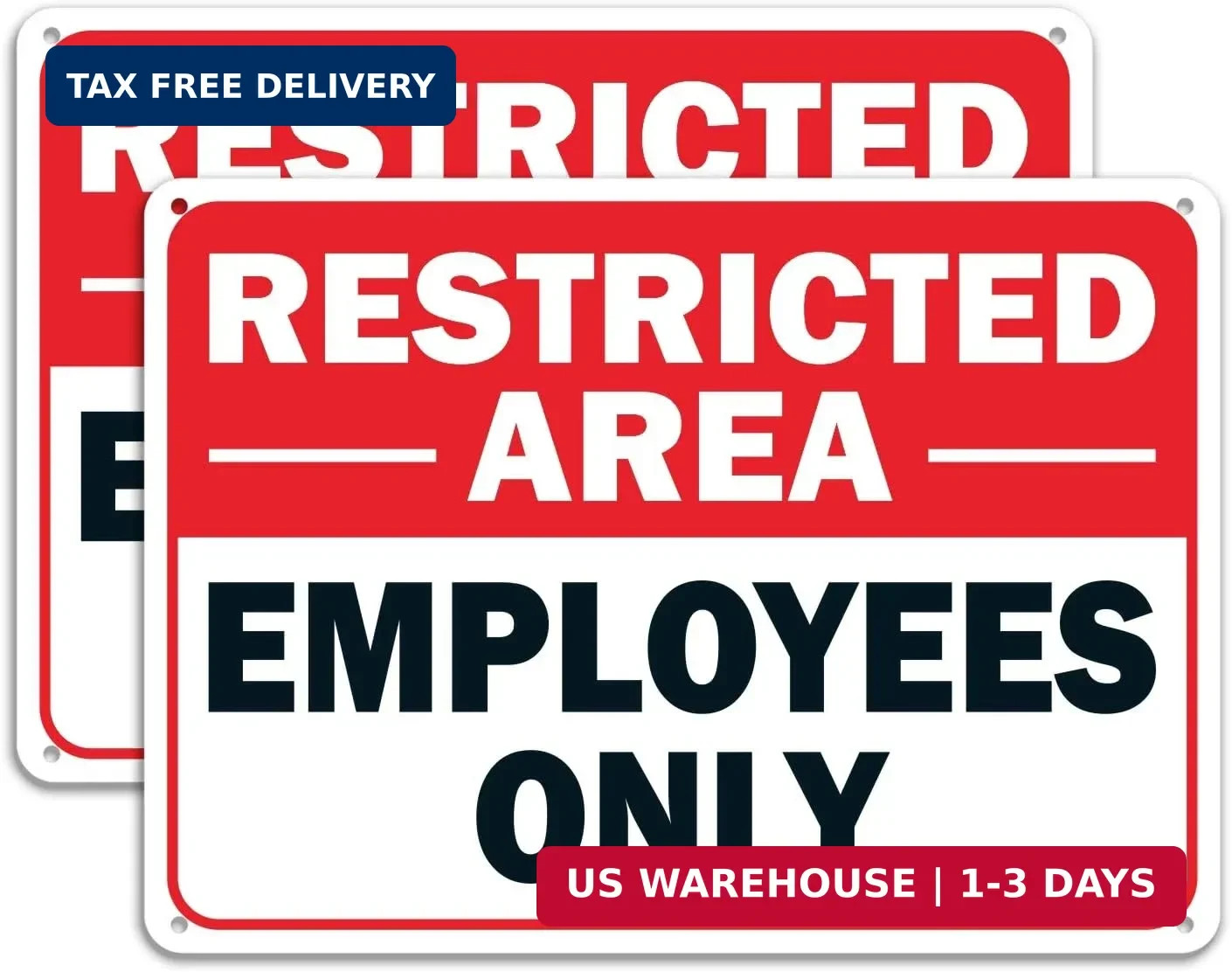 (2 pack) Faittoo Restricted Area Employees Only Sign, 10 x 7 Inches .40 Rust Fre