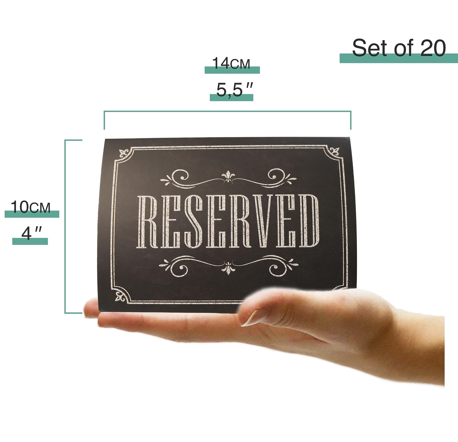20 PCS Black Chalkboard Rustic Reserved Table Sign Tent Cards Event Decor