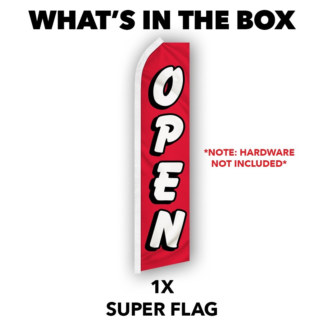 Open Advertising Swooper Feather Flutter Flag Now Open RD/WT