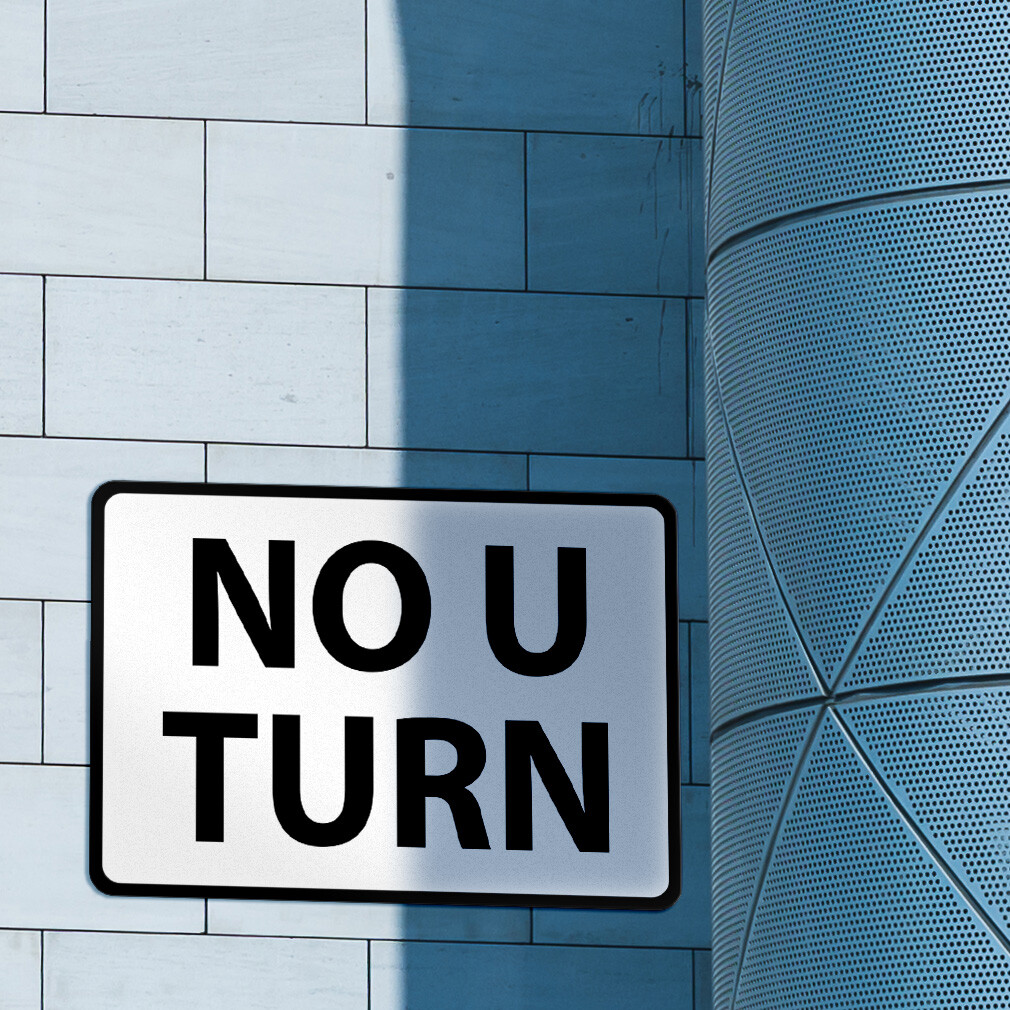 Horizontal Metal Sign No U Turn Traffic White Weatherproof Street Signage