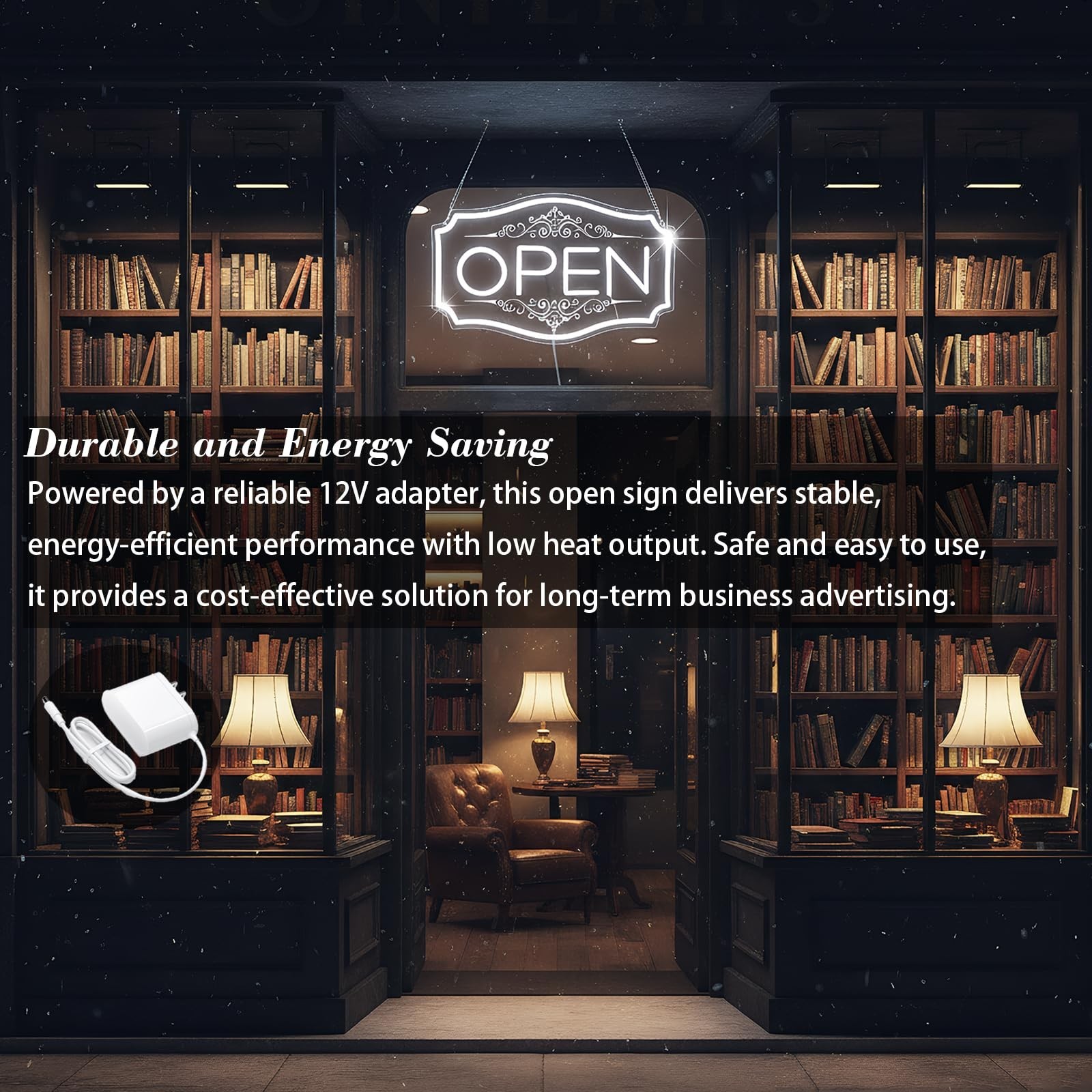 Open Sign for Business, LED Dimmable Neon Open Sign with 12V/2A Adapter, 16.5…