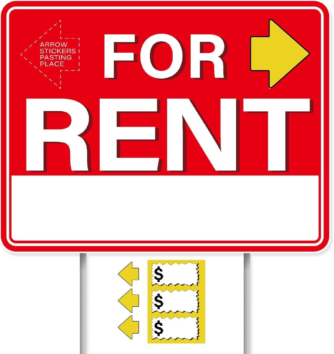GXGGUS For Rent Signs with Stakes,1 PCS 17″ x 13″ Double-Sided Signs, H-Metal