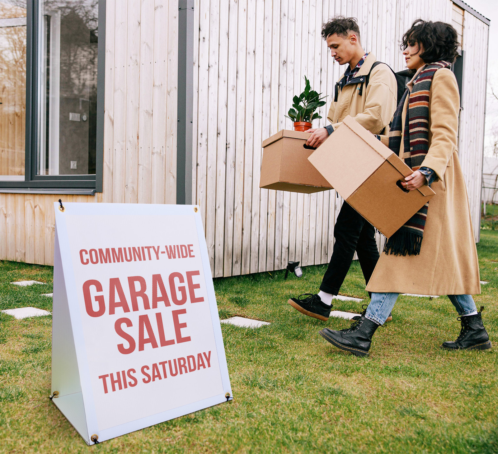 Community Wide Garage Sale Saturday A-Frame Sidewalk Sign Local Sales Events
