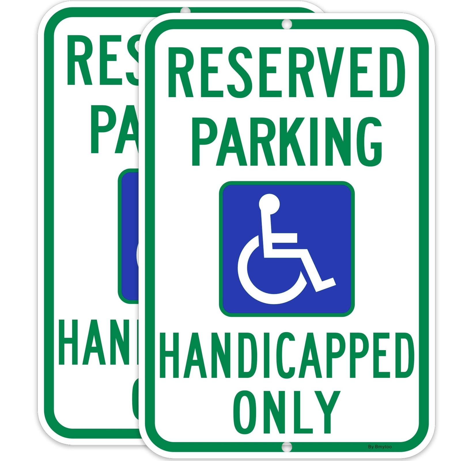 2 Pack 18×12″ Large Reserved Handicap Parking Sign Reflective Aluminum