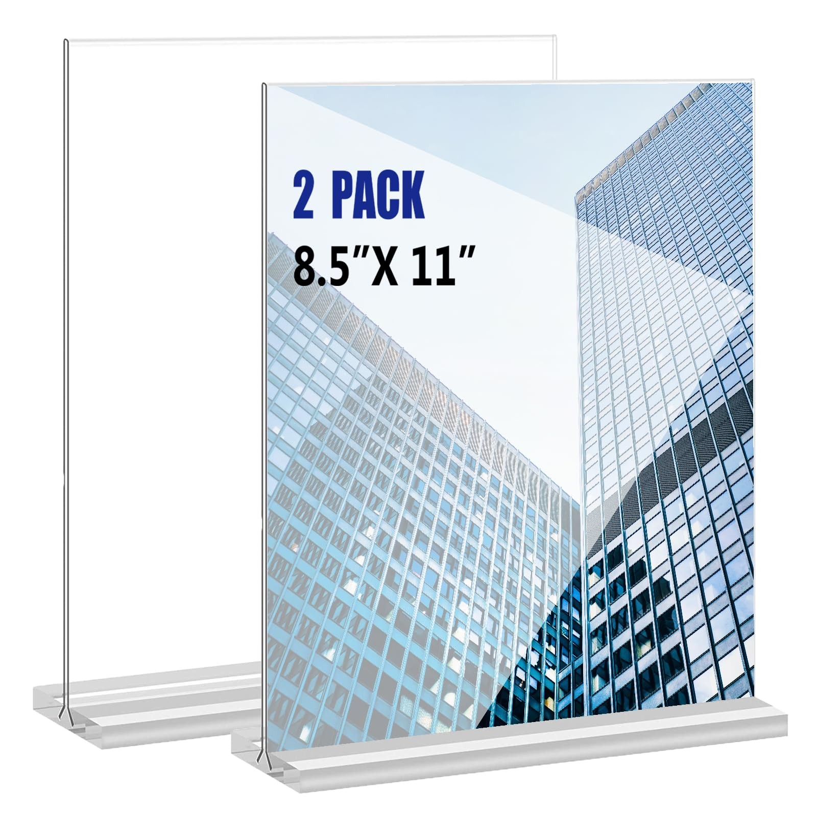 KOOLDE Acrylic Sign Holder 8.5×11 Inches 2 Pack T Shape 8.5 x 11, 2 pack