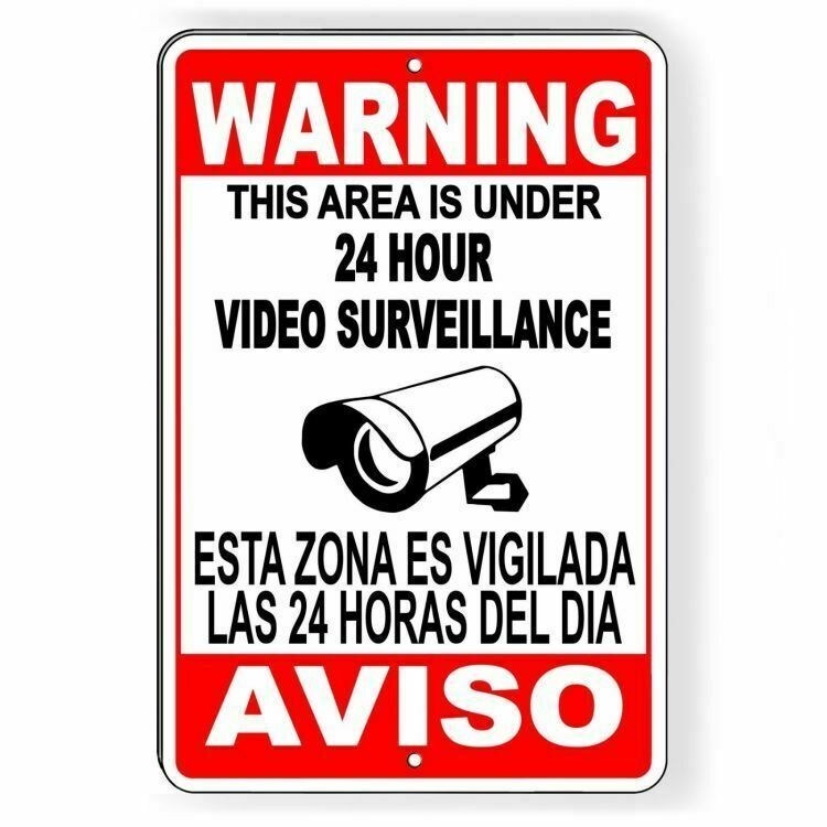 CCTV Warning Security Audio Video Surveillance Camera Sign English/Spanish