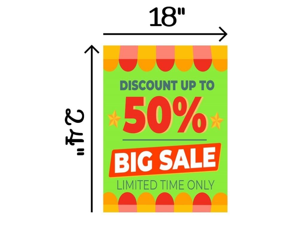 Big Sale Discount Up To | Full Color Window Display Signs | 18″W x 24″H