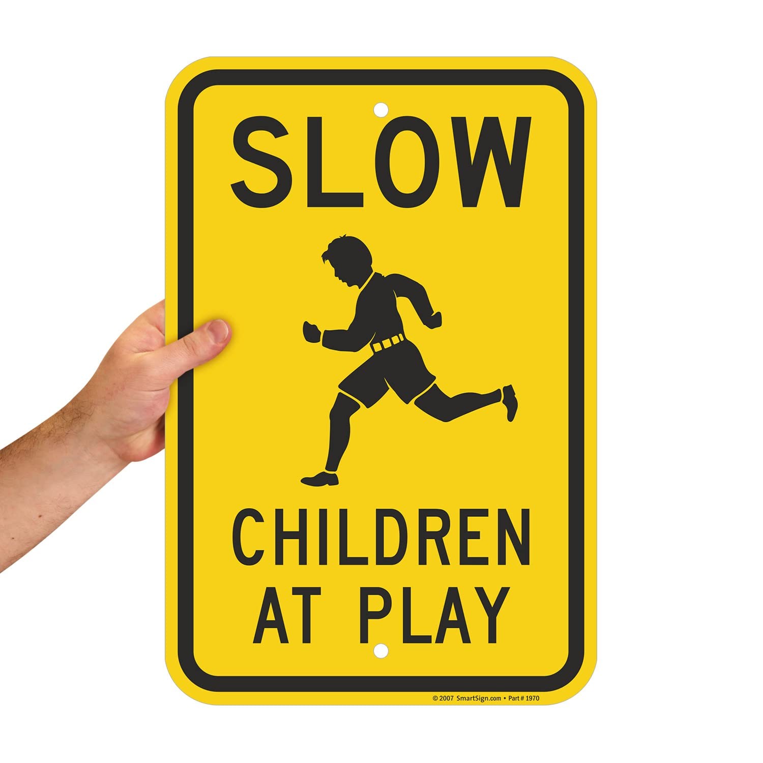 SmartSign 18 x 12 inch â€œSlow – Children At Playâ€ Metal Sign, Screen Print…