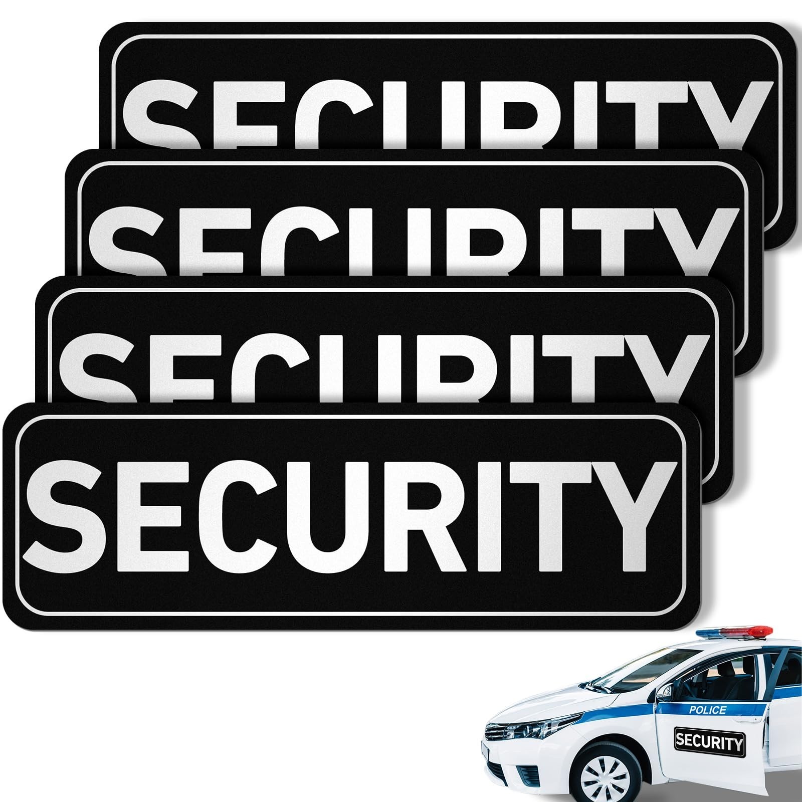 4 Pcs Reflective Magnetic Security Signs for Vehicles – Heavy Duty Waterproof Pa