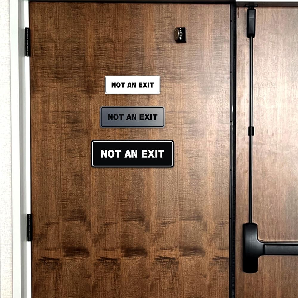1 Pack Black Large Standard Not An Exit Wall Or Door Sign DoubleSided Foam Tape