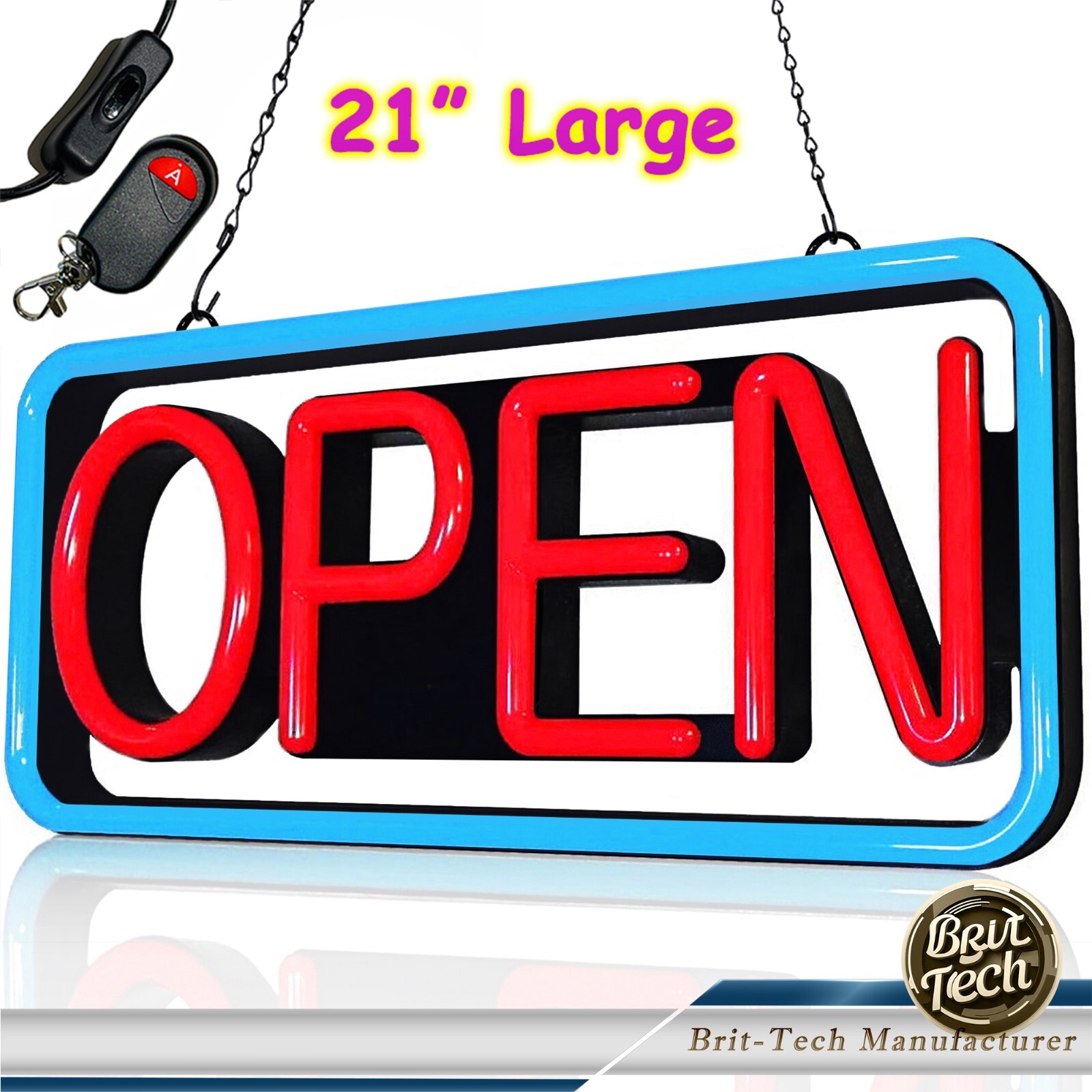 Large LED Open Sign 21″ Neon Light Bright for Restaurant Bar Store Shop Business