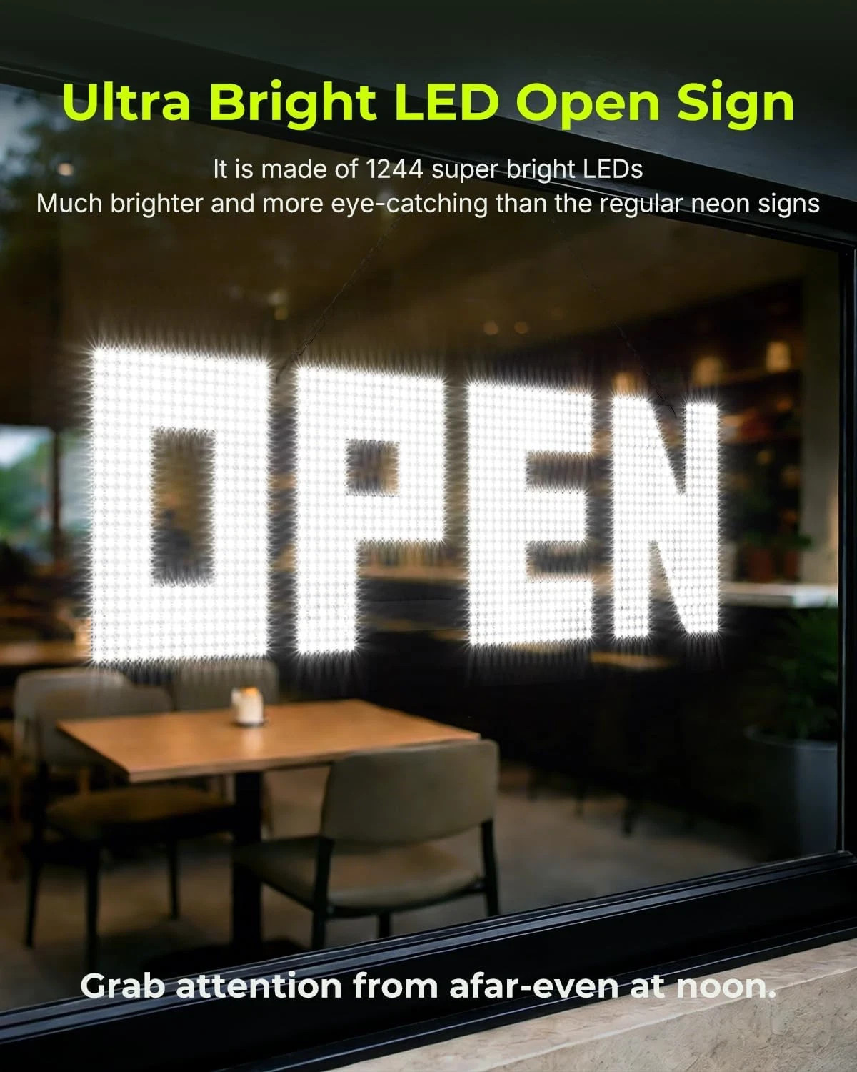 Large 43″x14″ Dimmable LED Open Sign for Retail Shops & Cafes