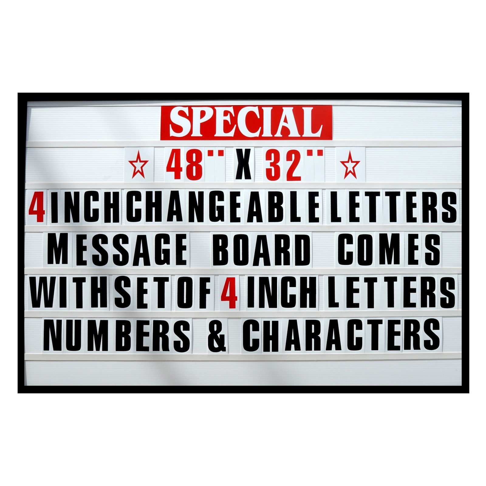 4″ Big Changeable Letter Message Sign Menu Price Marquee Reader Board 48″x 32″