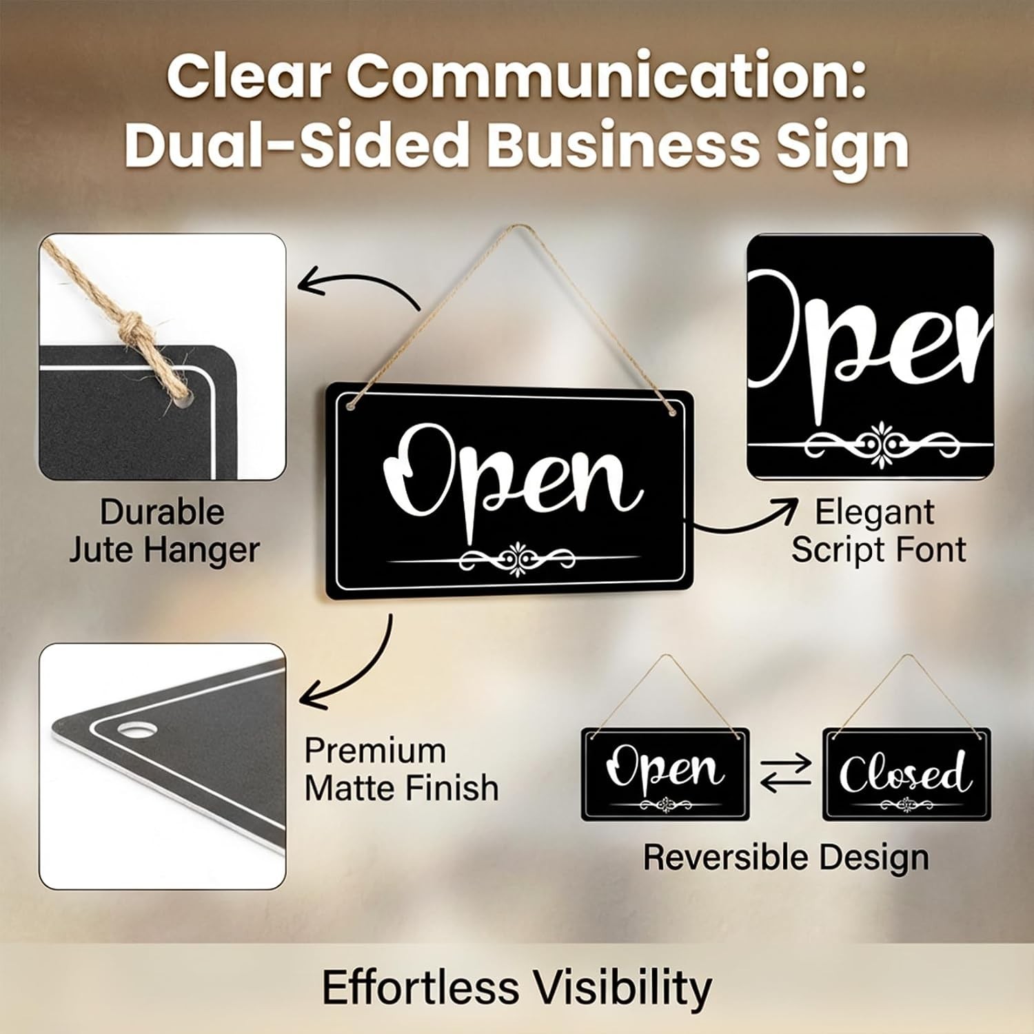 CARGEN Open Signs Double Sided Open Closed Sign Business Hours Sign Hanging Busi