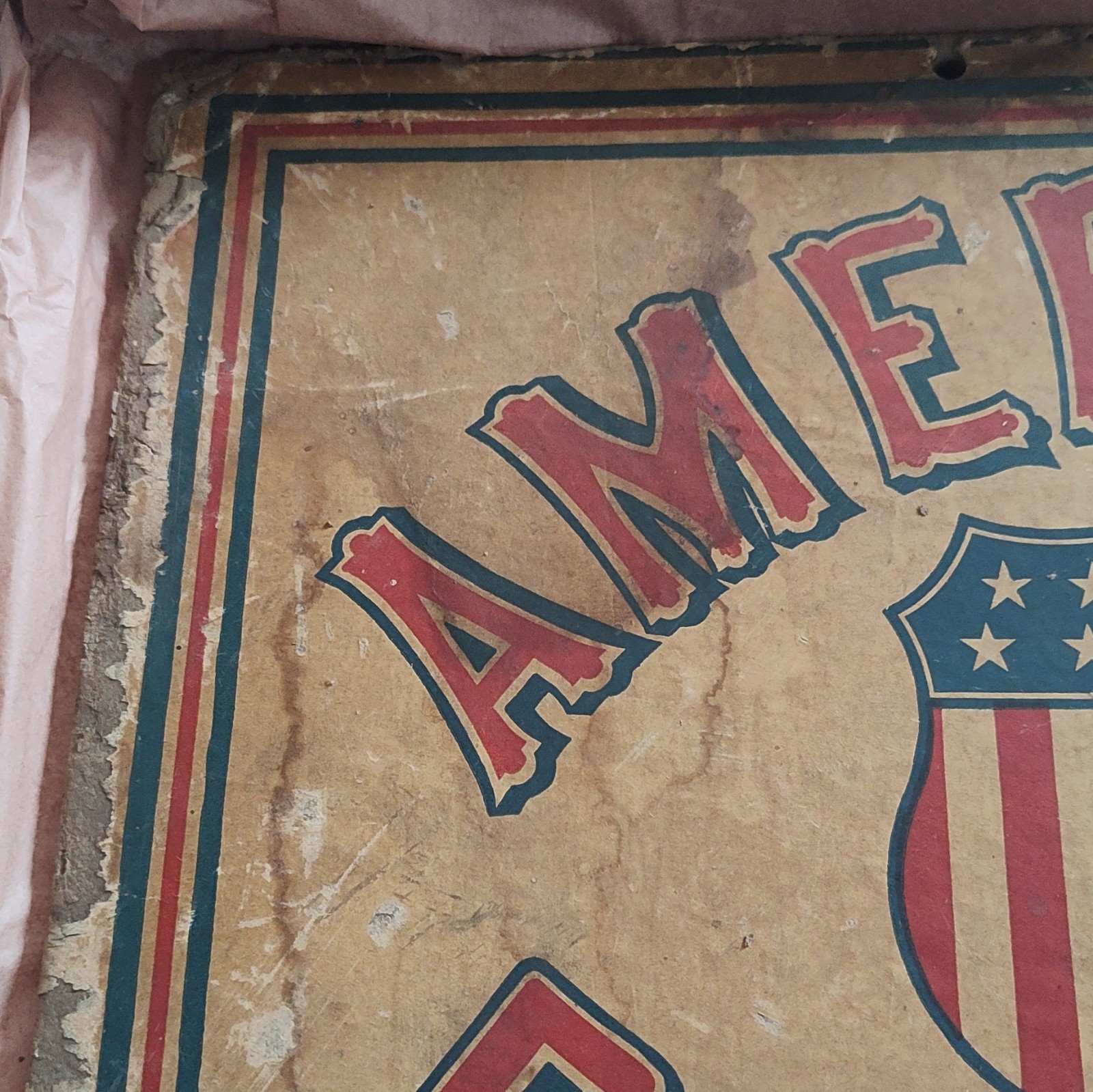 Vintage American Express Double Sided Sign. 15 X 12 Inches. Press board. 1913