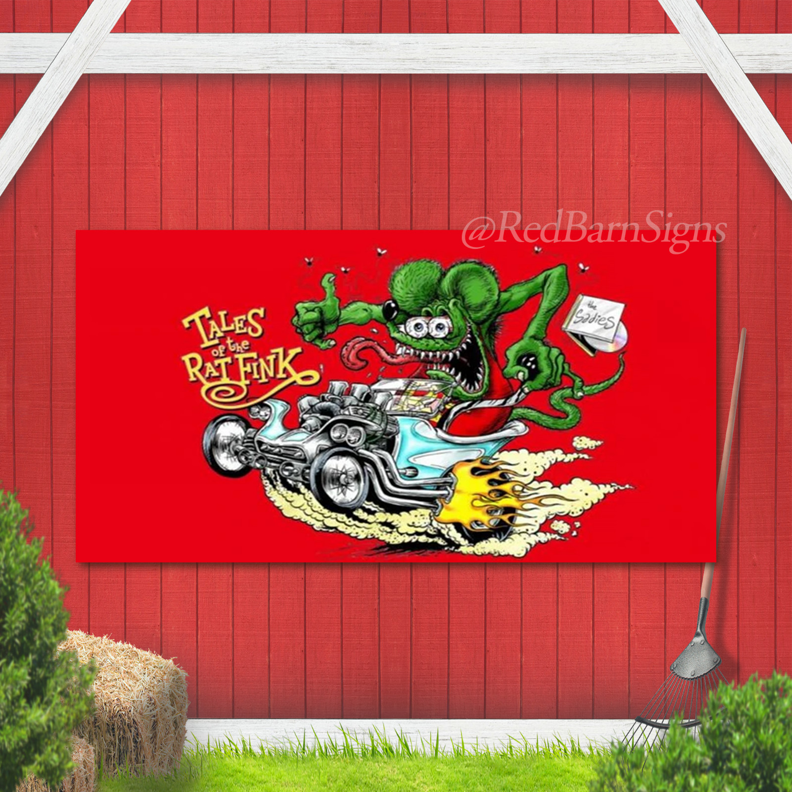 Rat Fink Banner Flag Hot Rod Speed Shop Auto Mechanic Garage Man Cave