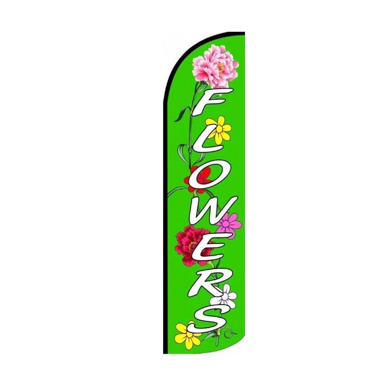 Flowers Swooper Flutter Feather Flag | 3ft W x 11.5ft Tall