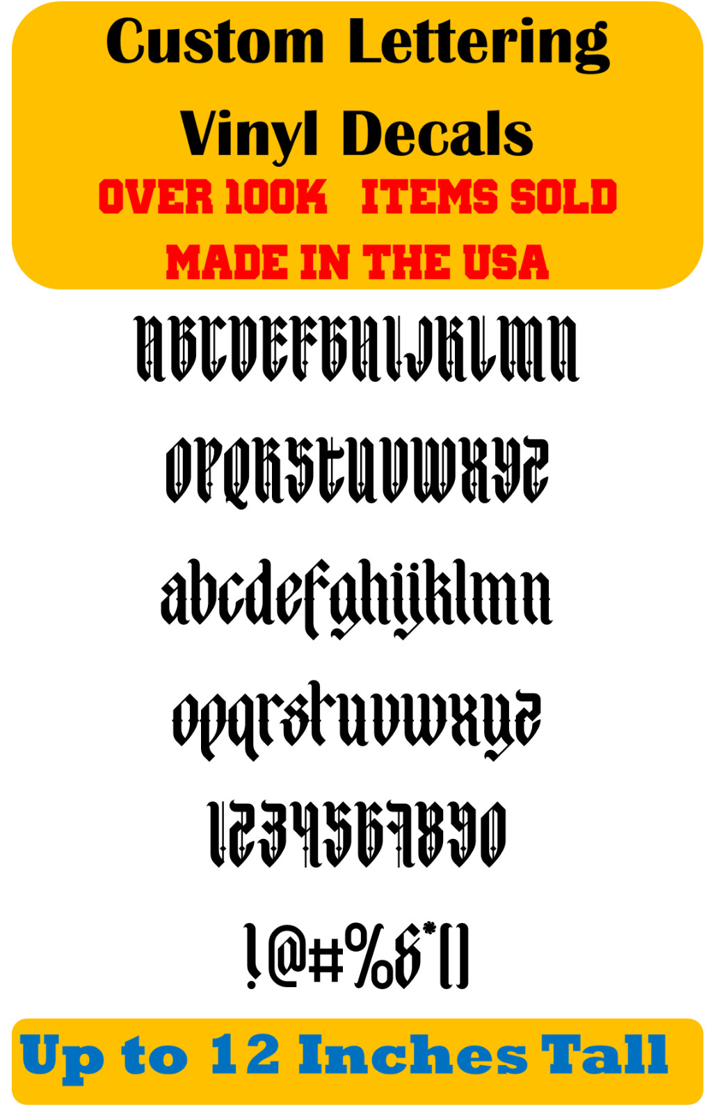 Custom Personalized Decal Vinyl Lettering Text Business Sign Old English Font vD
