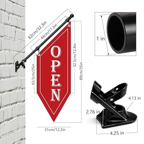 Double-Sided OPEN Flag with Pole Kit – Heavy Duty Outdoor Banner Sign for Shops