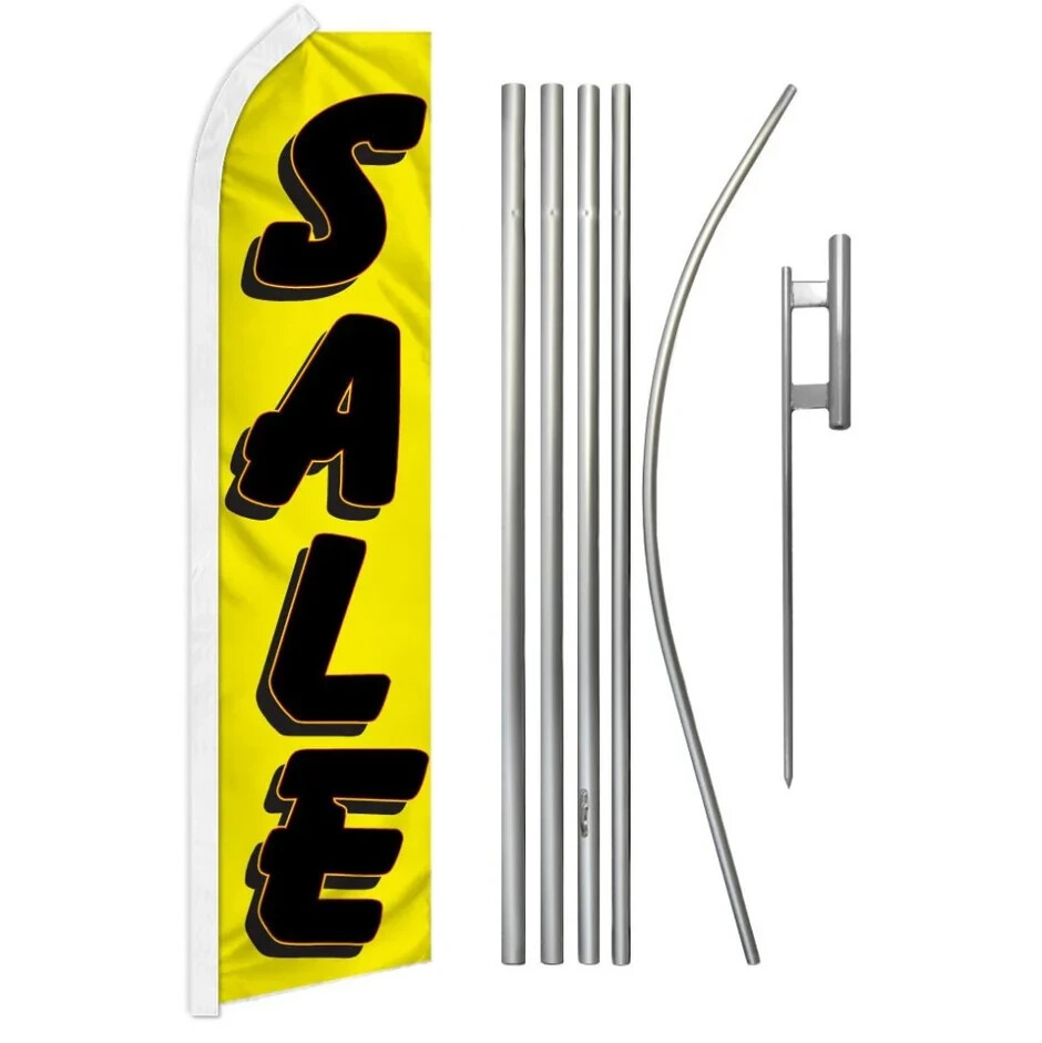 Sale Yellow Swooper Flutter Feather Advertising Sales Flag & Pole Kit