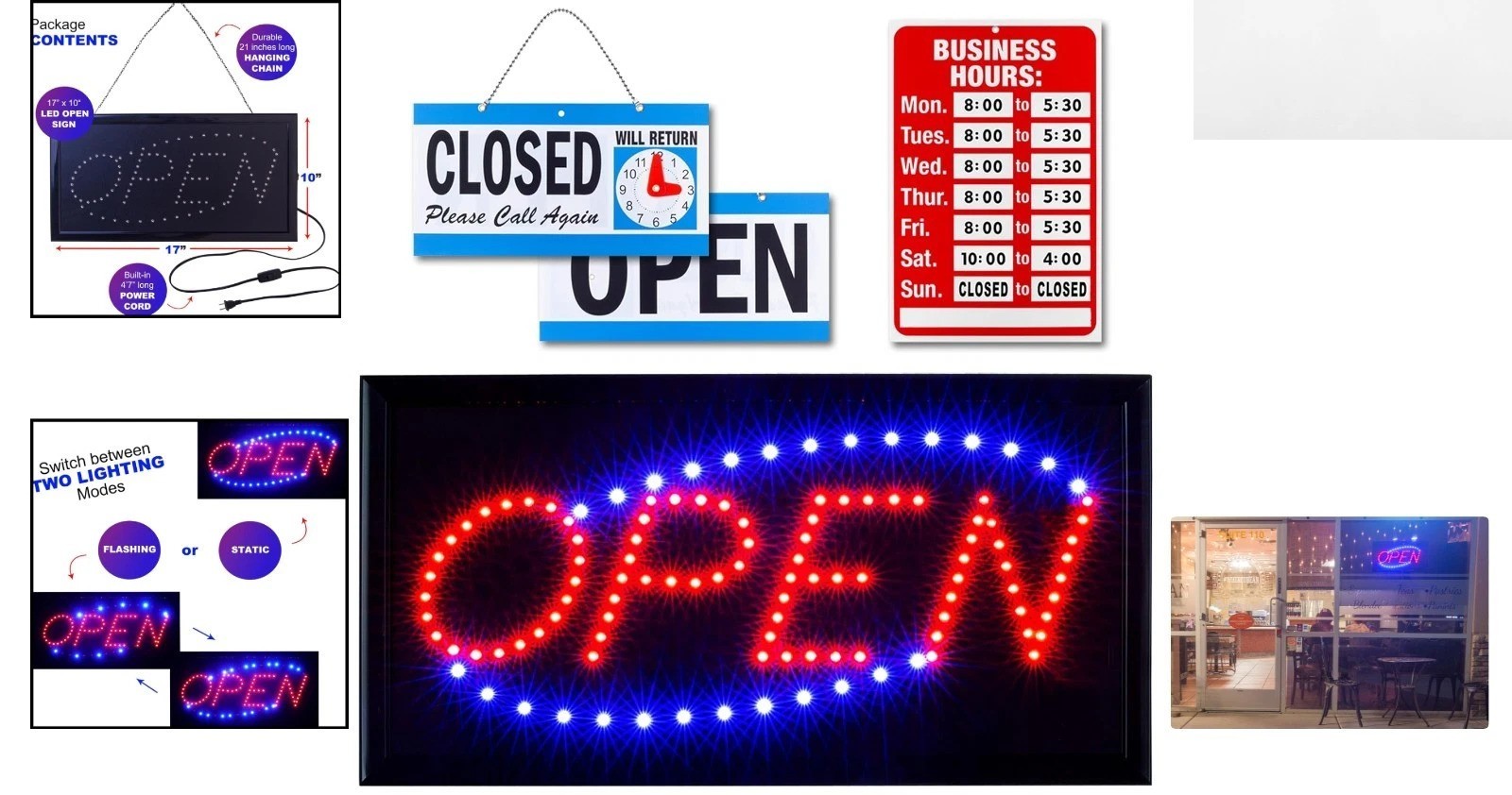 Business Essentials: Neon Open Sign with Customizable Hours – Easy to Install