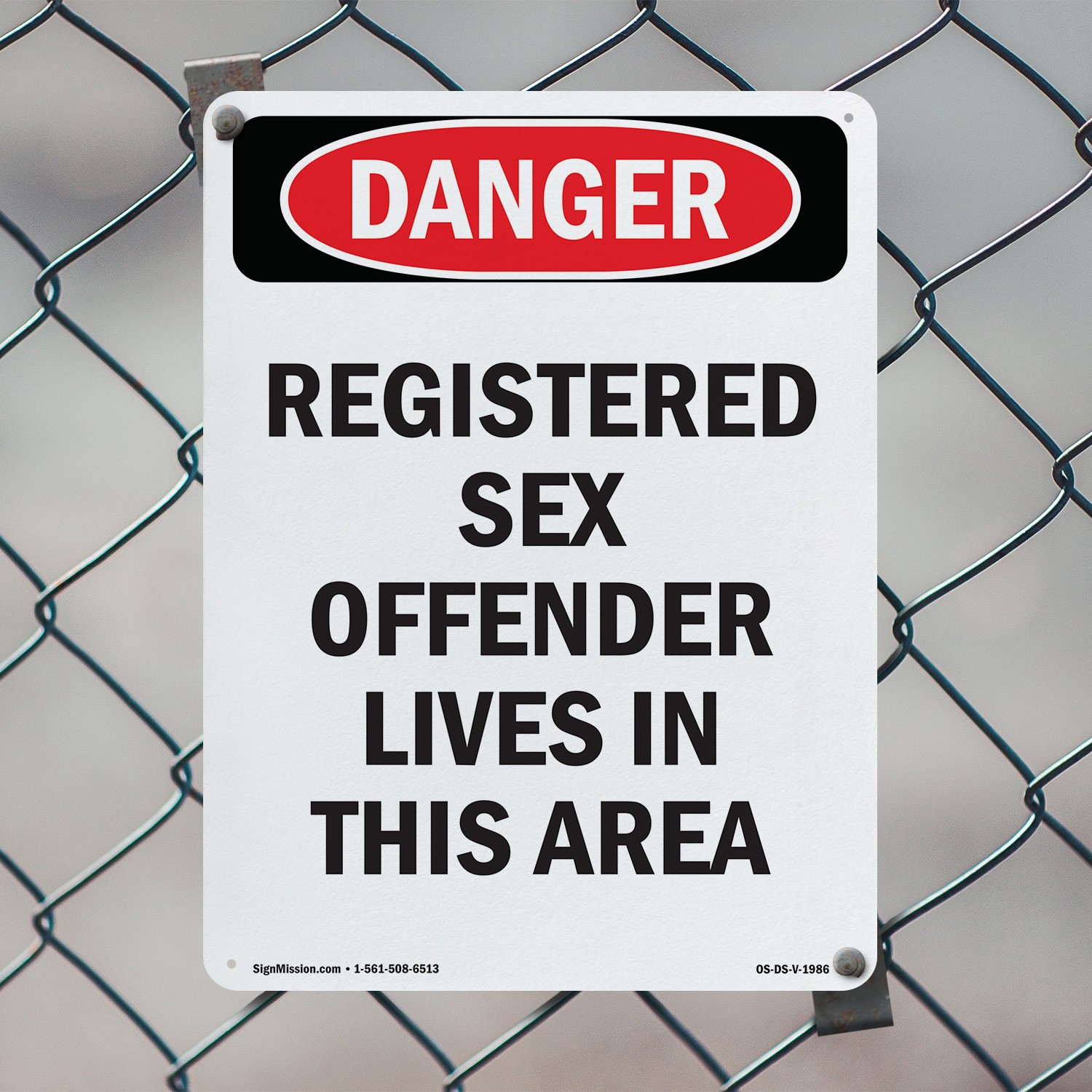 Portrait Registered Sex Offender OSHA Danger Sign Metal, Decal – 5 or 10 Pack