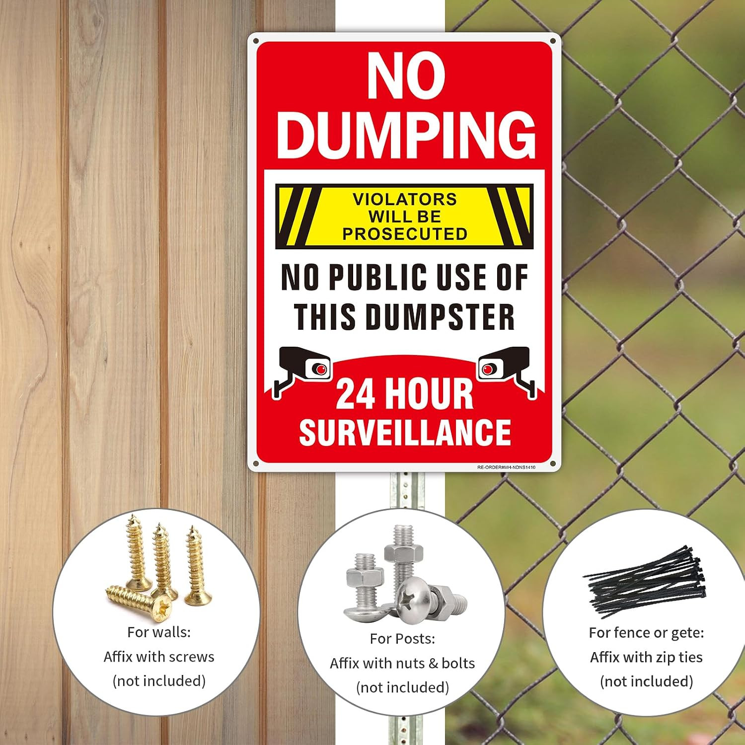 No Dumping Signs-2 Pack, 14X10Inch Aluminum No Public Use of Dumpster Sign, No