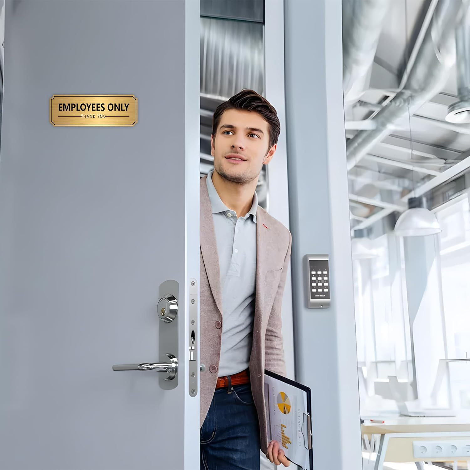 Employees Only Sign Sticker for Door,Self-Adhesive Brushed Gold Staff Only | Wea