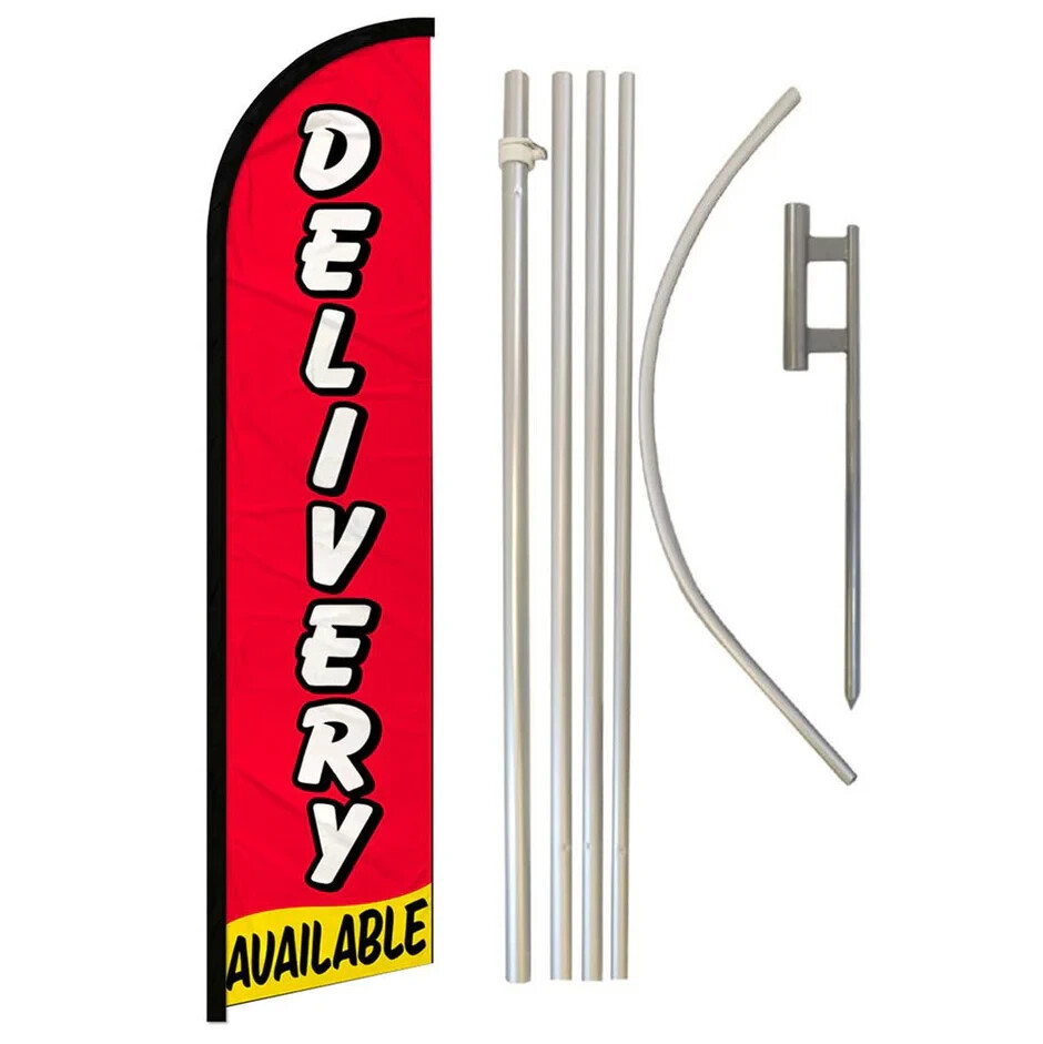 Delivery Available Windless Full Curve Advertising Banner Flag & Pole Kit