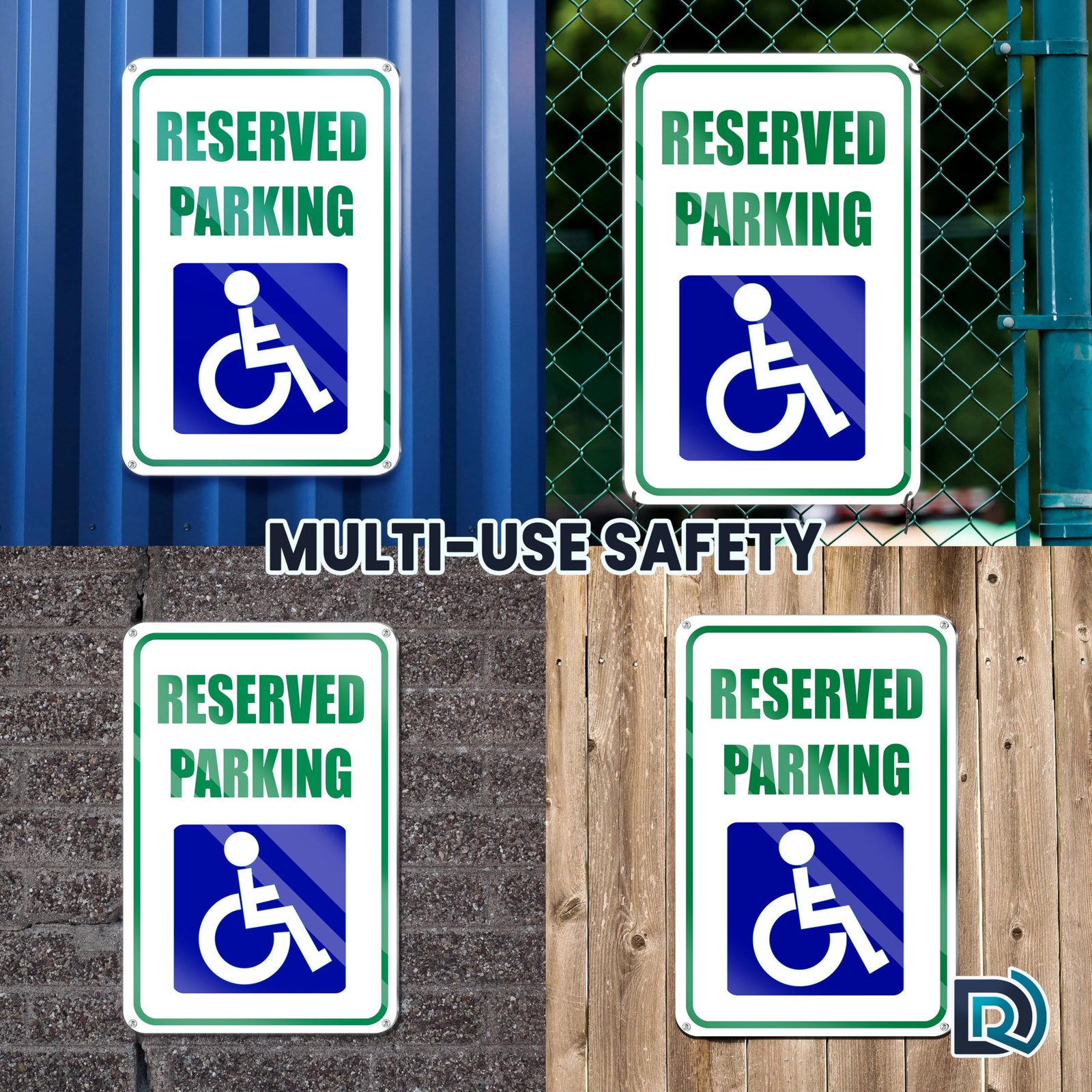 2 PC Handicap Reserved Parking Signs, 8X12 Reflective Aluminum Disabled Parking
