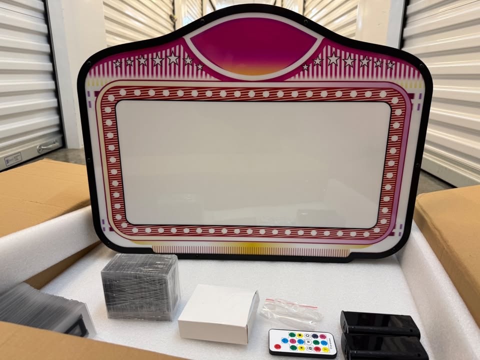 LED Bottle Service Sign with Color Lights and Letter/Number Kit for Events