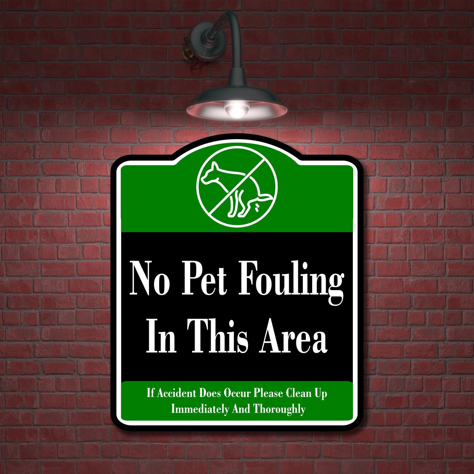 No Pet Fouling Area Please Clean Up BLACK Aluminum Composite Sign