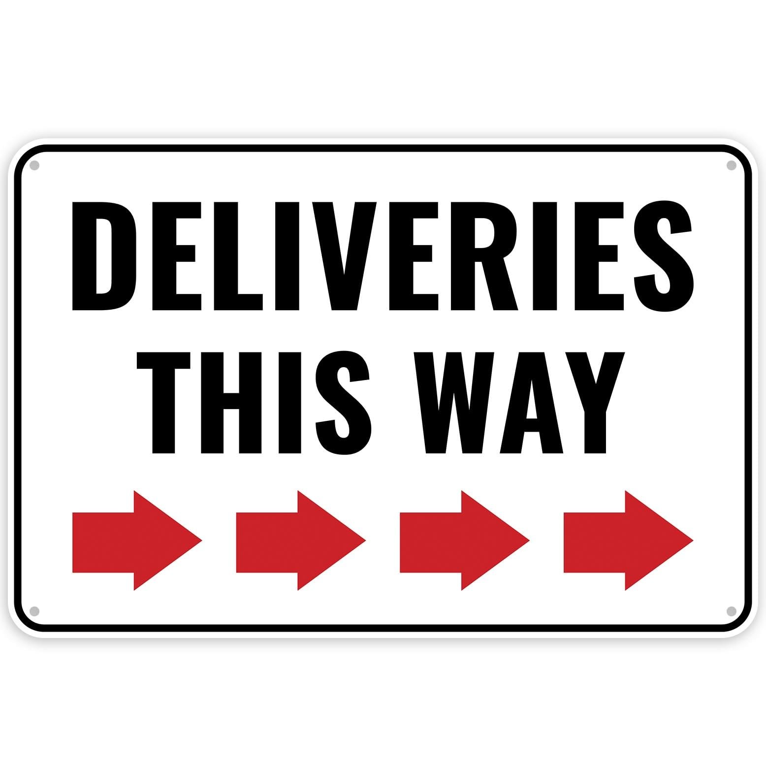 1PC Deliveries This Way Sign Right Arrow, 12 x 8 Inches Aluminum Packages D…